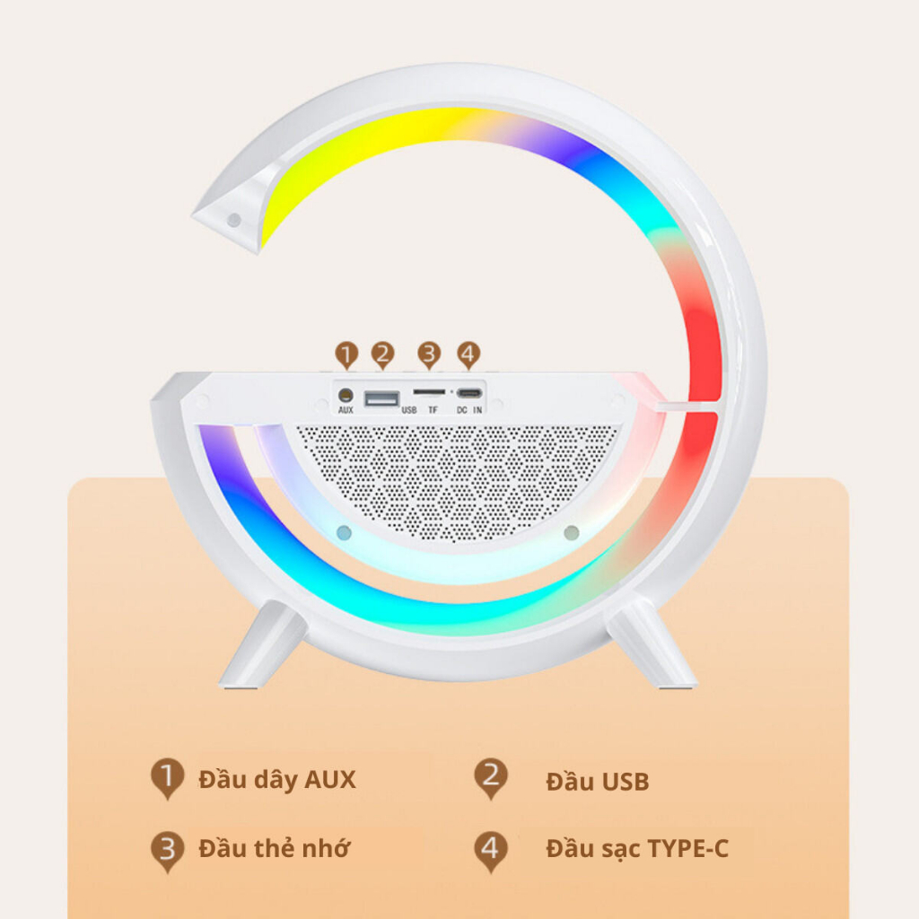 Loa bluetooth chữ G 256 chế độ led RGB tích hợp sạc điện thoại không dây siêu tiện lợi, decor đèn ngủ | BigBuy360 - bigbuy360.vn