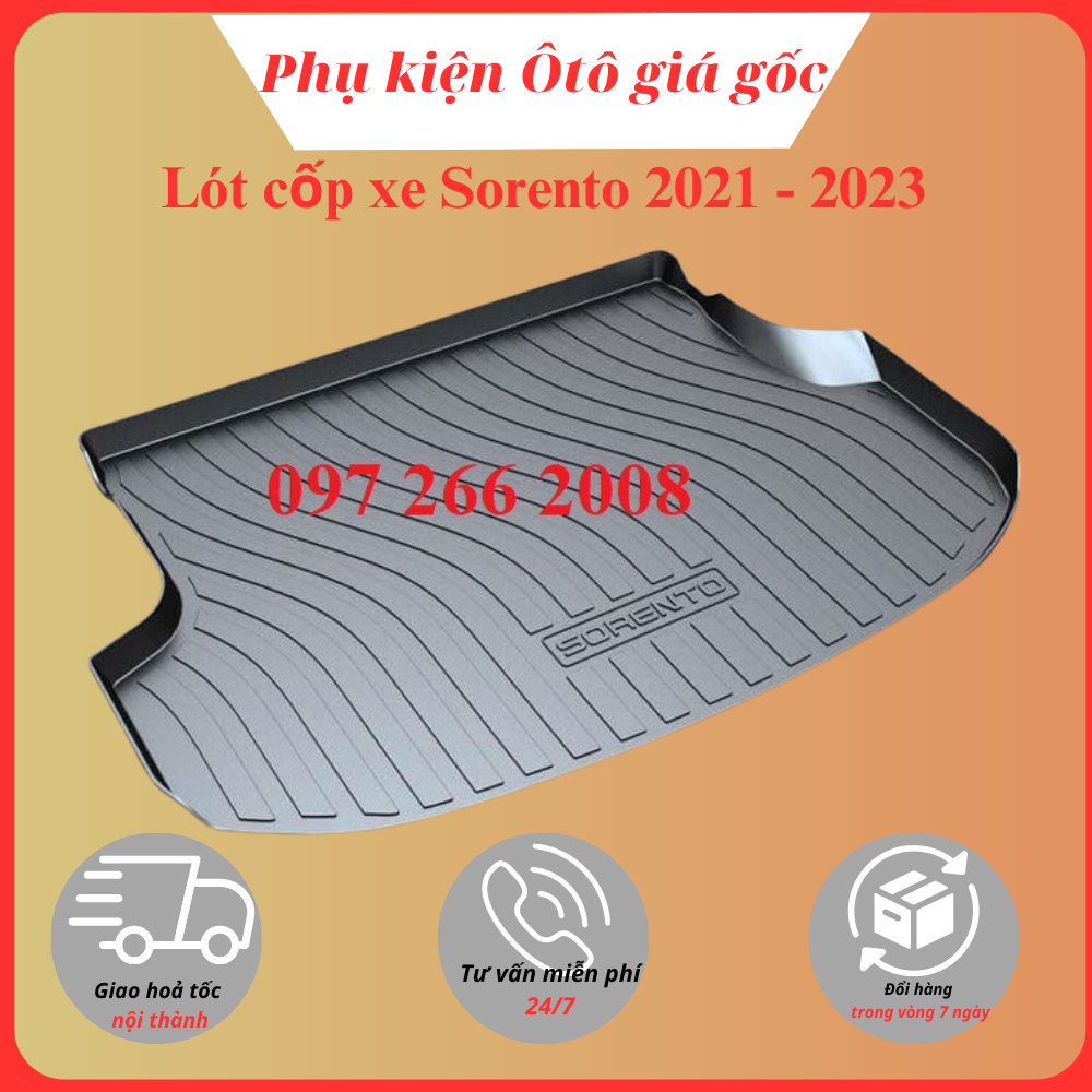 Lót cốp xe Kia Sorento 2021 - 2023 nhựa dẻo cao cấp, không mùi, dễ dàng lau rửa