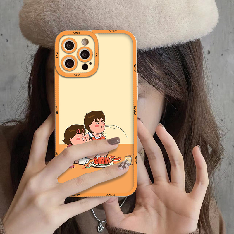 Ốp điện thoại cạnh vuông cặp đôi dưa hấu cute iphone 6/7/8Plus X XS xr xsmax 11/12/13/14pro promax sv54