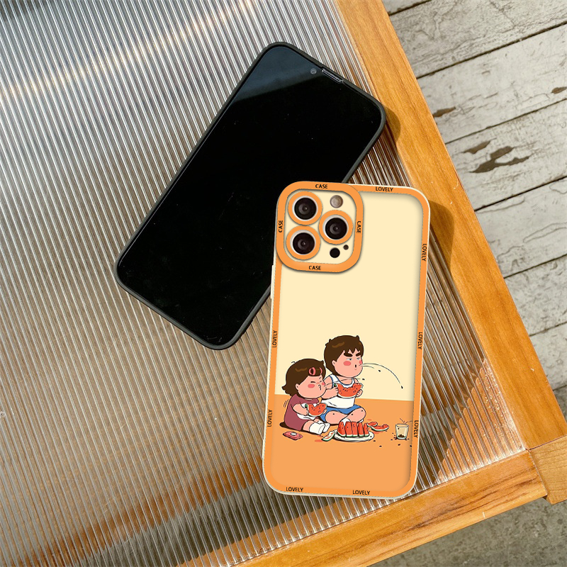 Ốp điện thoại cạnh vuông cặp đôi dưa hấu cute iphone 6/7/8Plus X XS xr xsmax 11/12/13/14pro promax sv54