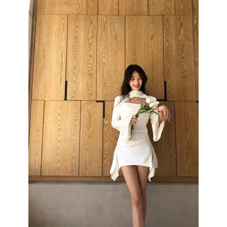 Váy đầm dài tay loe nhún bèo hông Alice - SGGz
