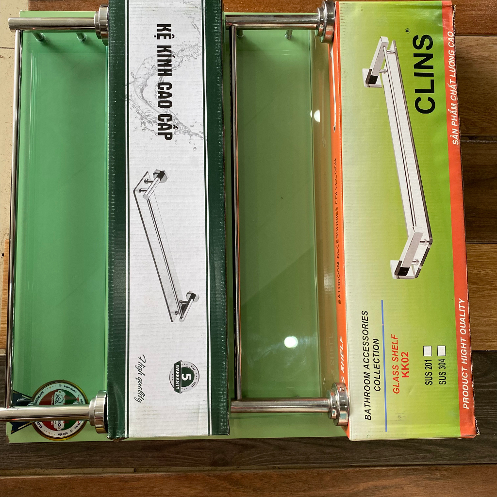 Kệ Kính Nhà Tắm Cường Lực Chống Xước Cao Cấp Inox 304