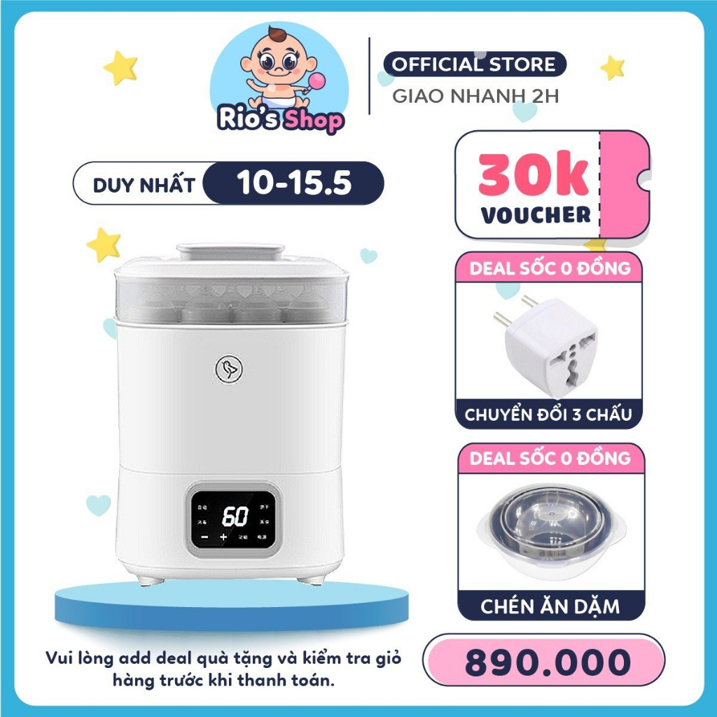 Máy Tiệt Trùng Bình Sữa, Tiệt Trùng Sấy Khô, Hâm Sữa, Rã Đông 6 In 1, Màn Hình Led Cảm Ứng - Bảo Hành 12 Tháng