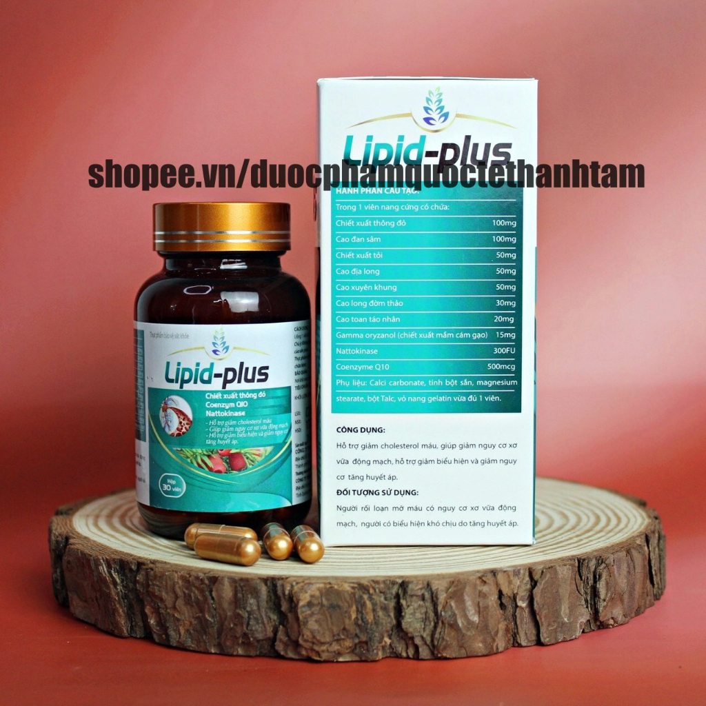 Viên uống giảm mỡ máu Lipid Plus chiết xuất thông đỏ, hỗ trợ giảm cholesterol máu, giảm nguy cơ tăng huyết áp- Hộp 30 vi