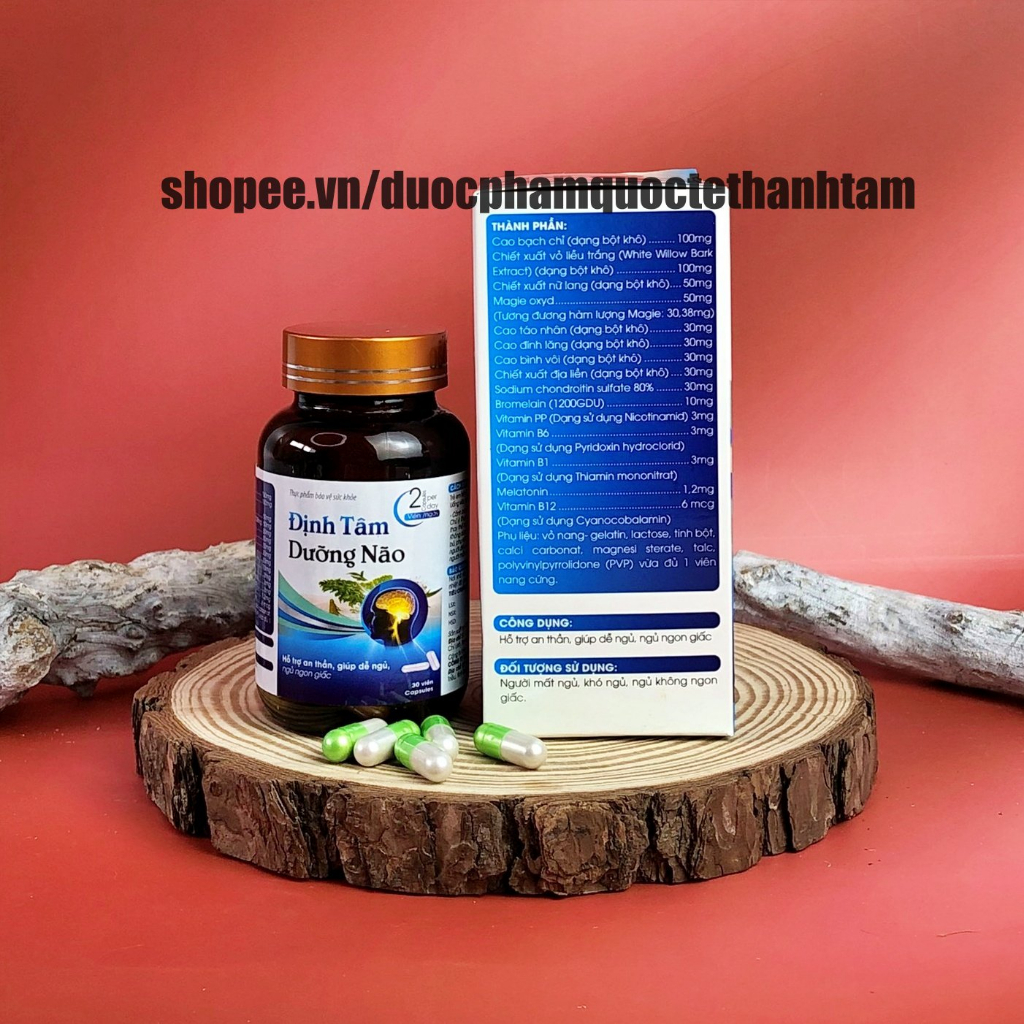 Viên uống ngủ ngon Định Tâm Dưỡng Não hỗ trợ giấc ngủ, an thần, giảm suy nhược thần kinh - Hộp 30 viên