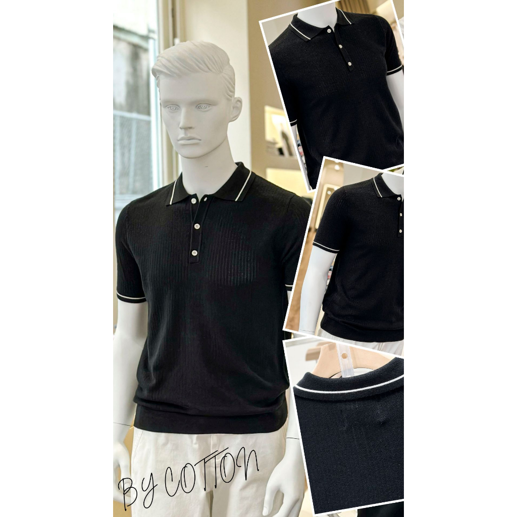 Áo Thun Polo Nam Cổ Bẻ BYCOTTON BLACK KNIT POLO P221216