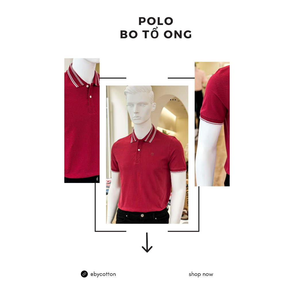 Áo Thun Nam Cao Cấp Polo Premium Basic Red Bo Tổ Ong BY COTTON