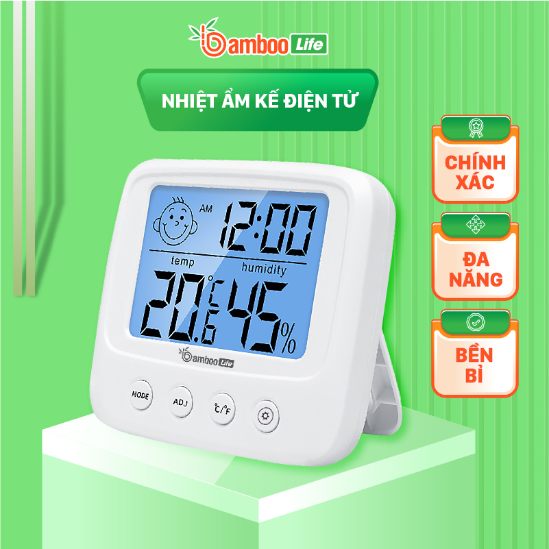 Nhiệt kế phòng, nhiệt ẩm kế, Bamboo Life chính hãng máy đo nhiệt độ phòng ngủ, đo độ ẩm điện tử cho bé chính xác