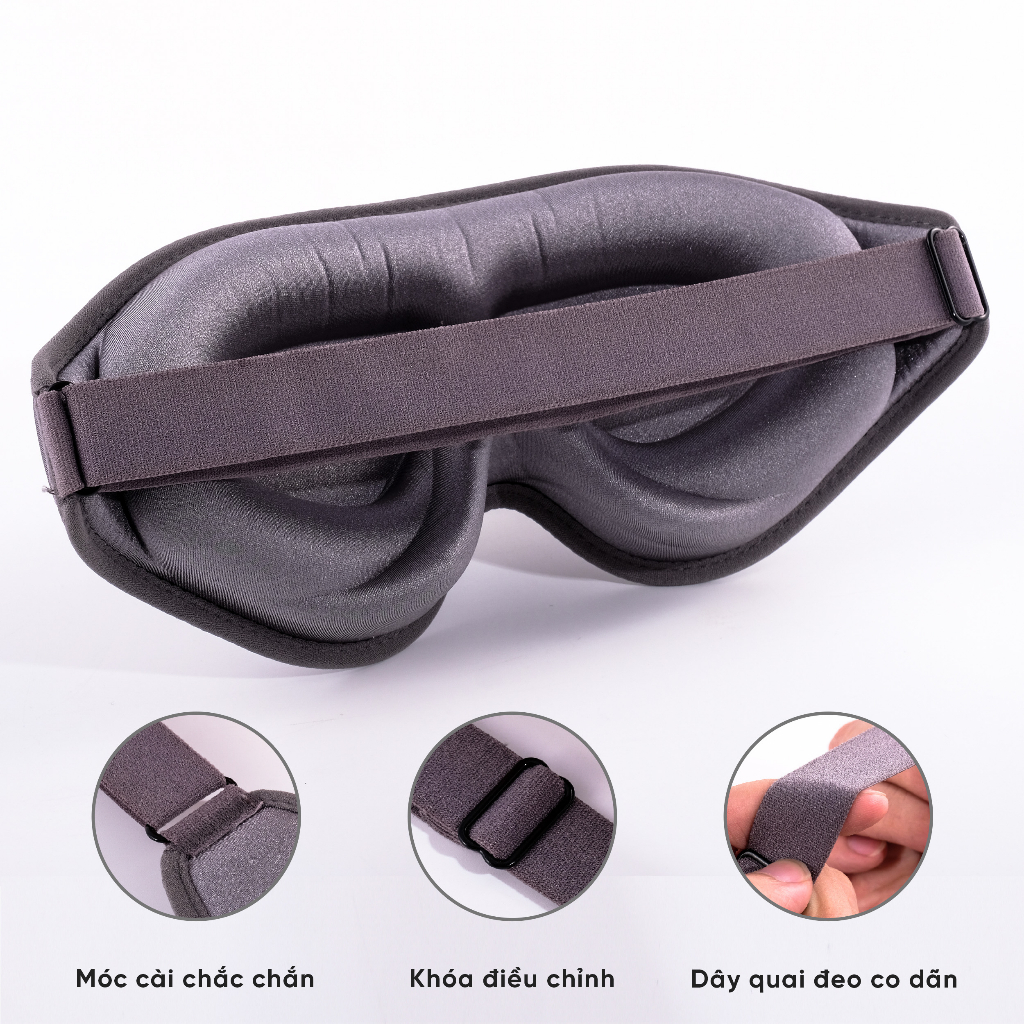 Bịt mắt ngủ 3D LUMOS EM02 vải lụa mềm mại êm ái, thiết kế 3D thông minh, màu sắc sang trọng