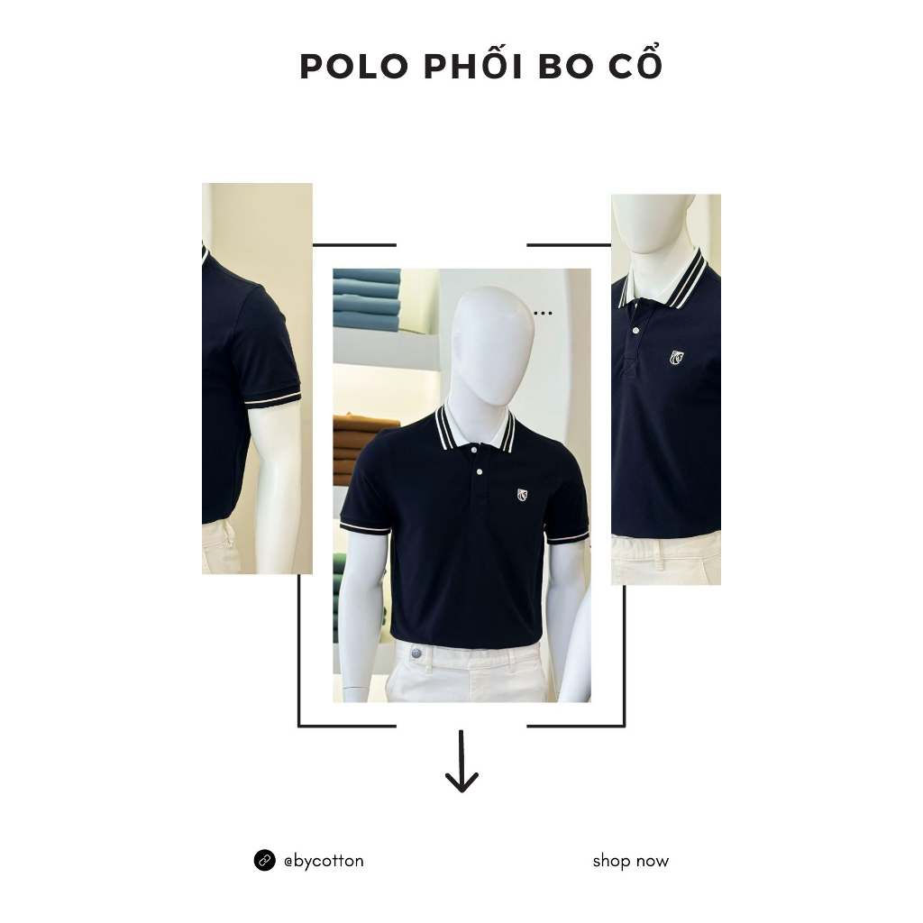 Áo Thun Nam Cao Cấp Polo Xanh Đen Phối Bo Cổ BY COTTON