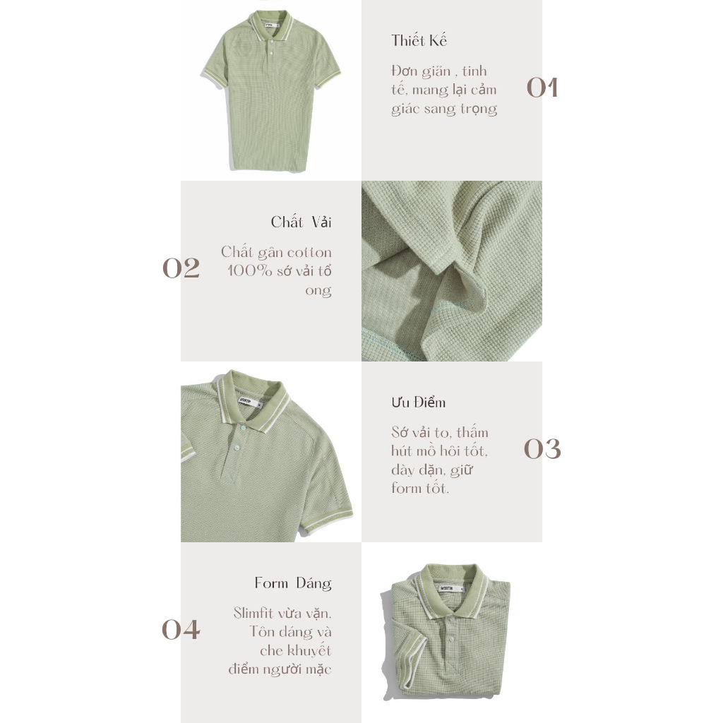 Áo Thun Nam Cao Cấp Polo Hive Mint BY COTTON