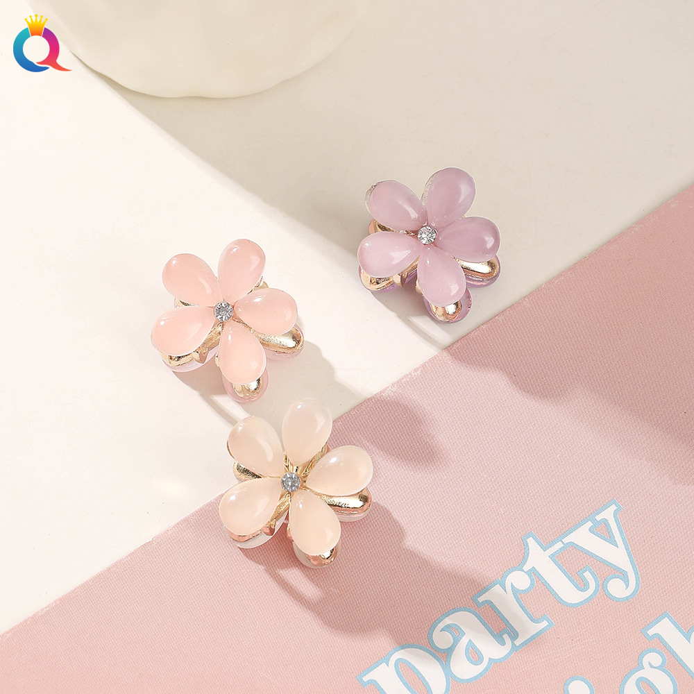 Hộp 10 Kẹp Tóc Càng Cua Kim Loại Mini Hình Hoa Đá Cao Cấp Màu Pastel Phong Cách Hàn Quốc Sang Trọng Cho Mẹ Và Bé có sẵn
