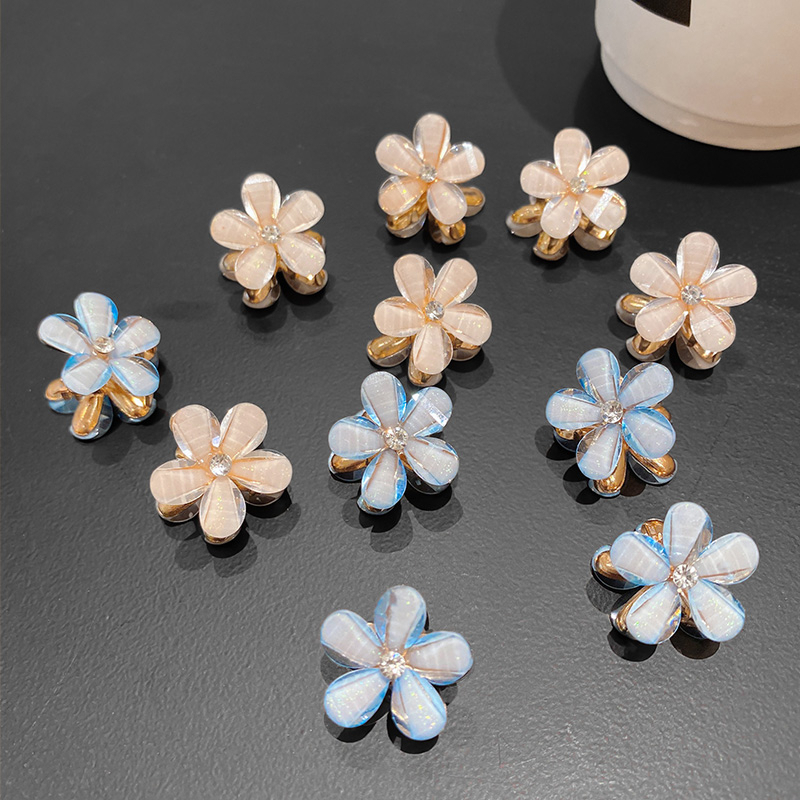 Hộp 10 Kẹp Tóc Càng Cua Kim Loại Mini Hình Hoa Đá Cao Cấp Màu Pastel Phong Cách Hàn Quốc Sang Trọng Cho Mẹ Và Bé có sẵn