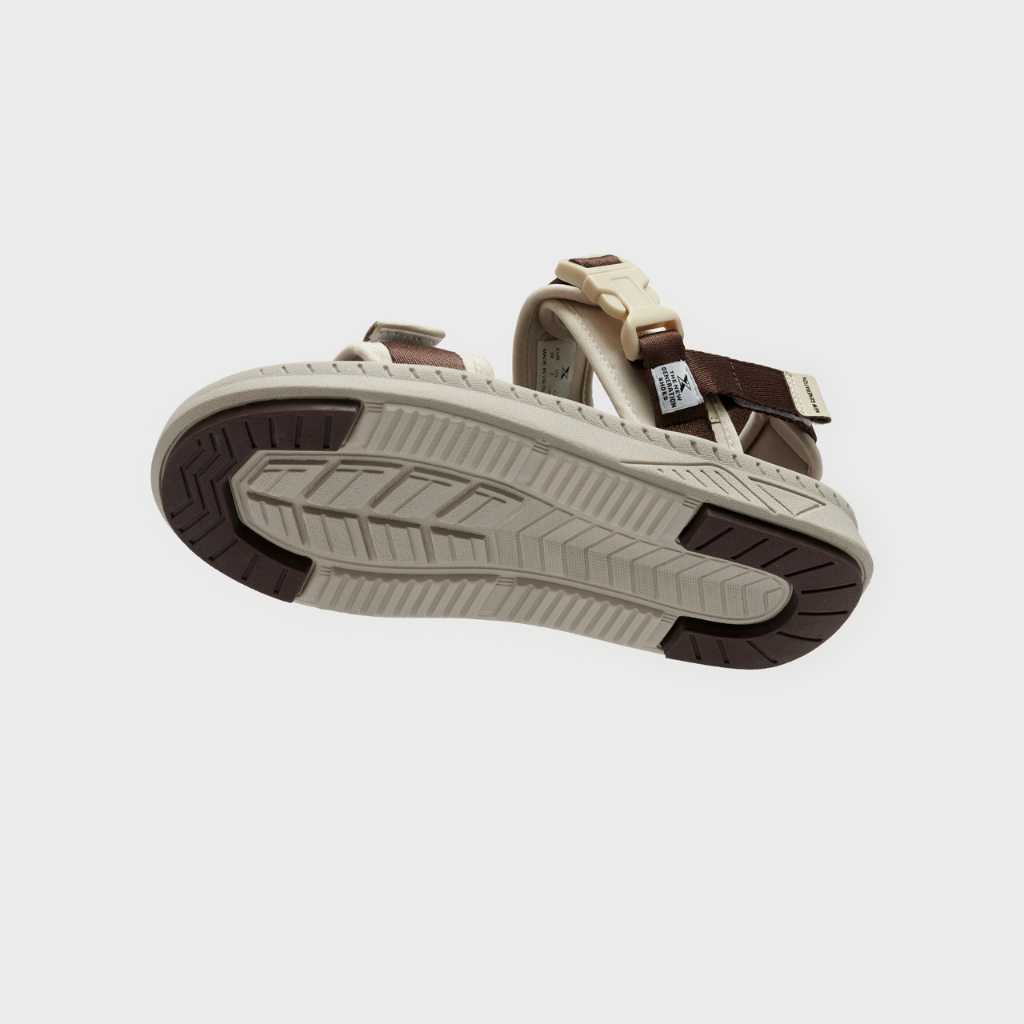 Giày Sandal Unisex ZX 2714 quai ngang Streetstyle màu Coffee Cream, Green Cream