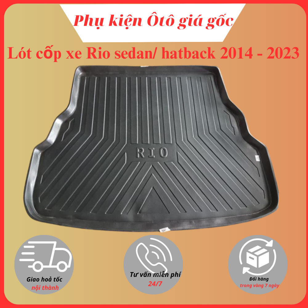 Lót cốp xe Kia Rio sedan/ hatback 2014 - 2023 nhựa dẻo cao cấp, không mùi, dễ dàng lau rửa