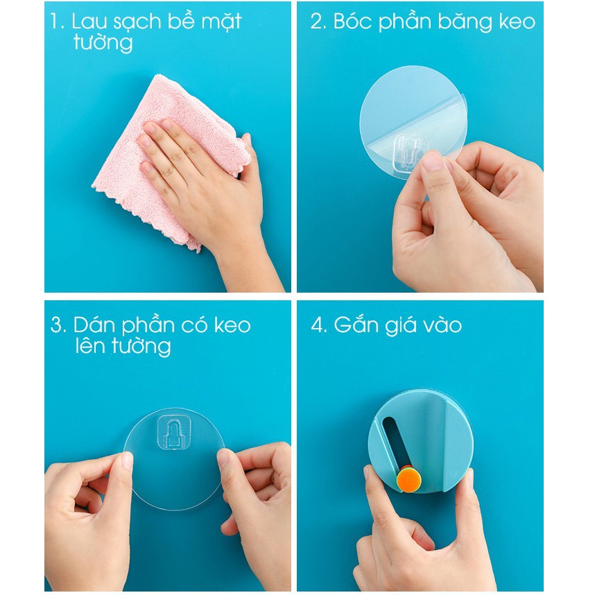 Móc Dán Tường Kẹp Giữ Cây Lau Nhà Kèm Thanh Trượt Tiện Dụng, Móc Treo Chổi Nhựa (TC02)