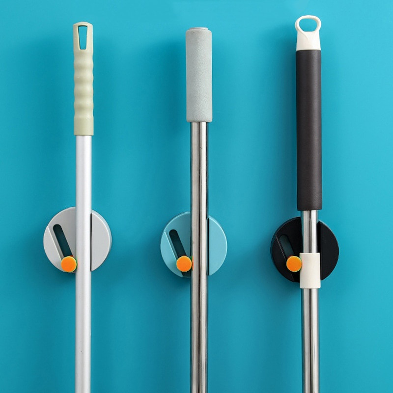 Móc Dán Tường Kẹp Giữ Cây Lau Nhà Kèm Thanh Trượt Tiện Dụng, Móc Treo Chổi Nhựa (TC02)