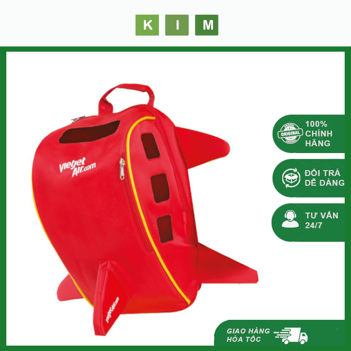 Balo hình máy bay Vietjet cho bé tiểu học - Balo đỏ hình máy bay xinh xắn cho bé