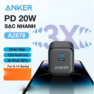 Củ sạc nhanh Anker A2149 A2678 PD 20w (chân gập) / Cốc Sạc Nhanh Anker PowerPort III CUBE 20W A2149 A2678