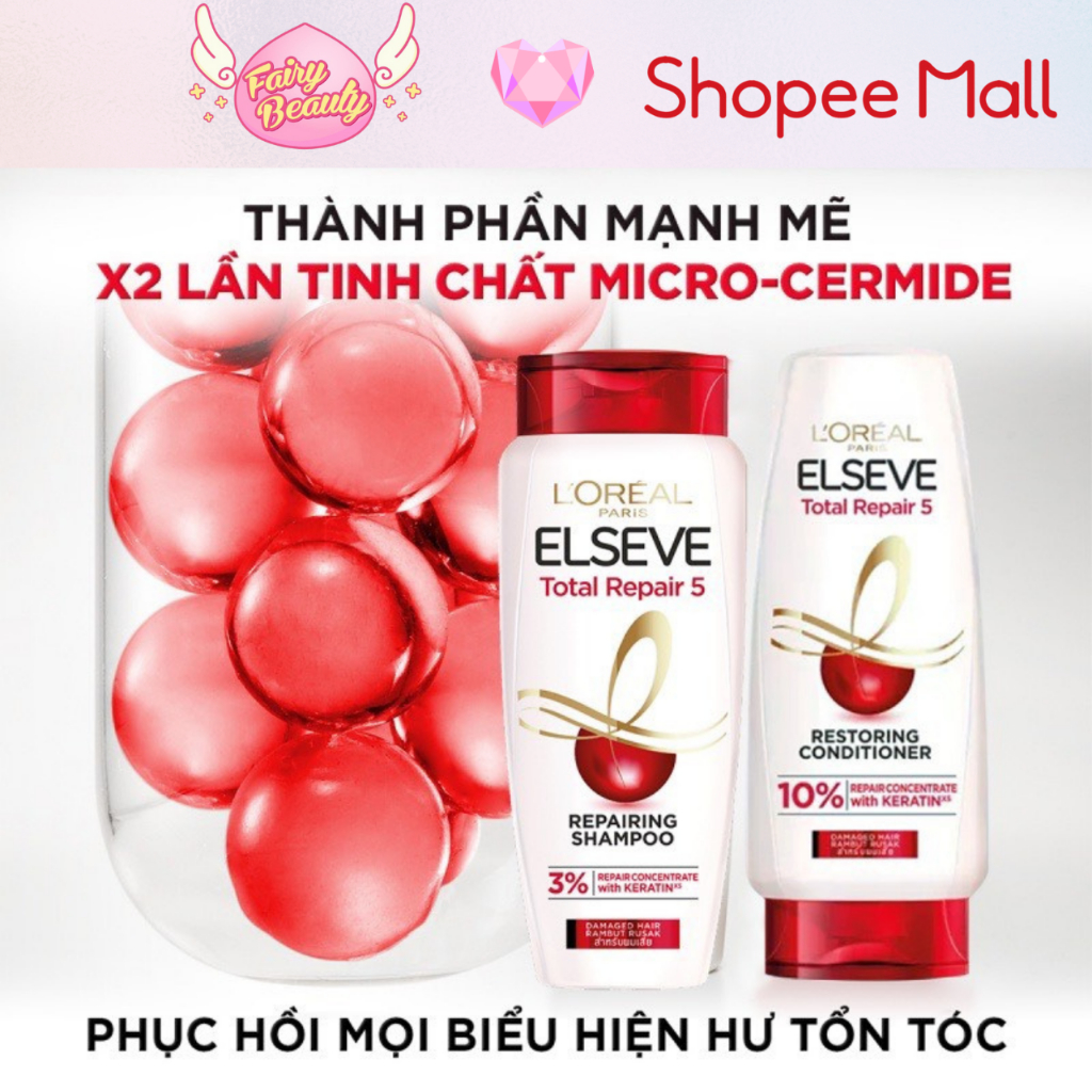 [L'OREAL PARIS] Dầu Xả Ngăn Ngừa 5 Dấu Hiệu Hư Tổn & Phục Hồi Tóc Elseve Total Repair 5 Restoring Conditioner 450/280ml