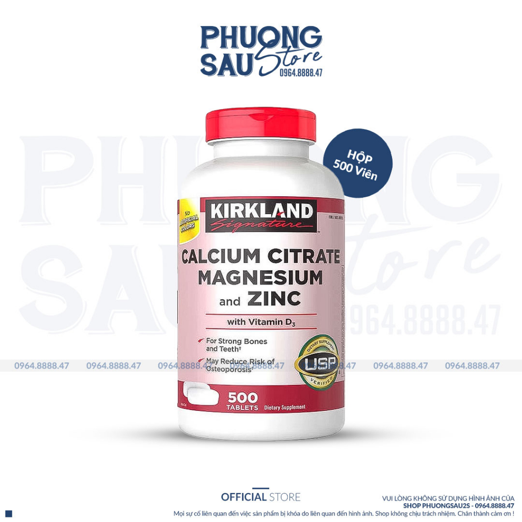 [CHÍNH HÃNG] Viên Uống Bổ Sung Calcium + Vitamin D3 Kirkland 500 viên Của Mỹ.