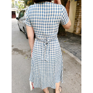 Đầm midi caro