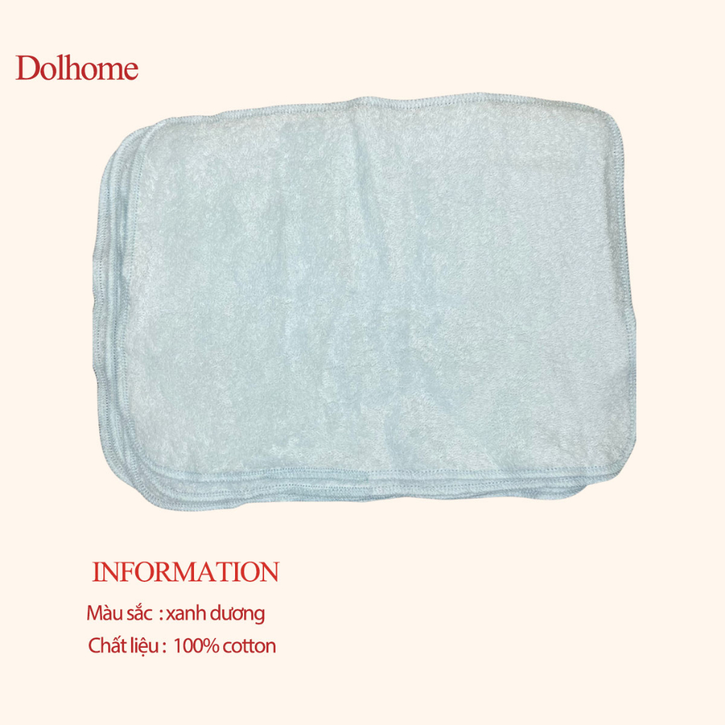 Khăn mặt xô cho bé chất liệu cotton mềm mịn thấm hút nước không gây kích ứng cho bé từ 0-10 tuổi Dolhome