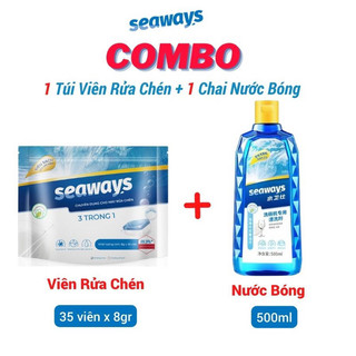 1 bịch viên rửa chén seaways 35 viên + 1 chai nước bóng seaways 500ml