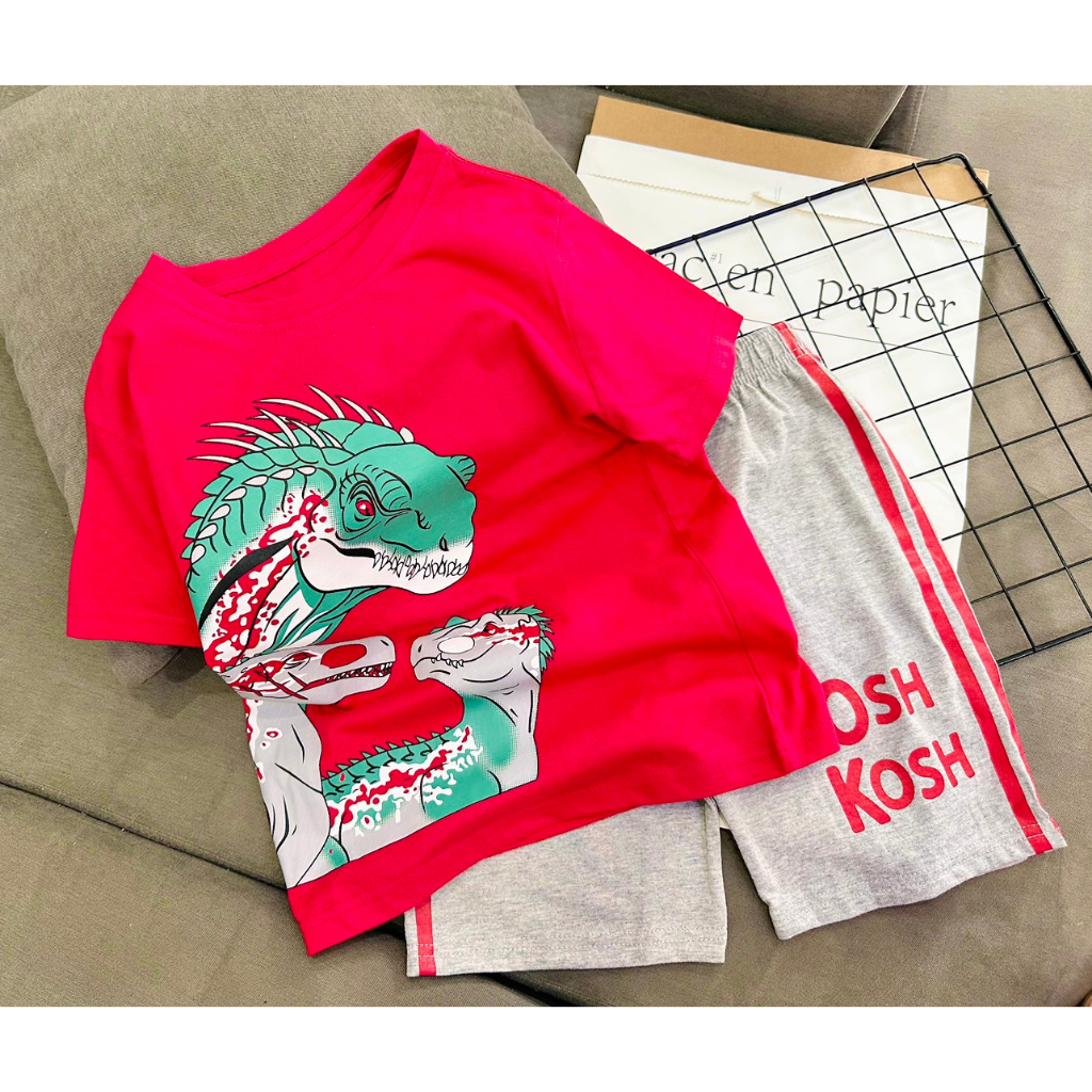 Bộ Tay ngắn quân đùi lửng thun Cotton 4 chiều chính phẩm O.S.K cho bé trai từ 12-45 Ký- Quần áo trẻ em -Pikakids