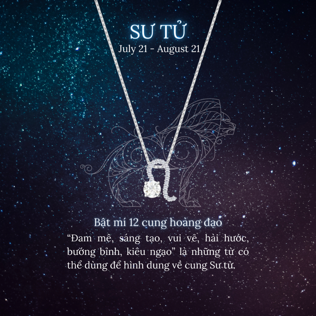Dây chuyền cung hoàng đạo CDE Leo Zodiac Pendant Necklace Silver CDE6062LE - Cung Sư Tủ