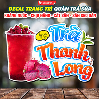 Tranh dán tường trà thanh long 🌈 decal dán tường trang trí quán nước, quán trà sữa - sticker trà thanh long chống nước