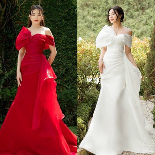 ĐẦM DẠ HỘI BODY ĐUÔI CÁ NƠ VAI TÀ RỜI TẶNG KÈM HOA TAI THỜI TRANG