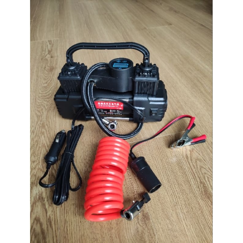 Bơm lốp xe ô tô xe máy 2 xilanh 12V đồng hồ điện tử tự ngắt chính hãng SUITU máy nén khi ô tô đi đường dài đi phượt