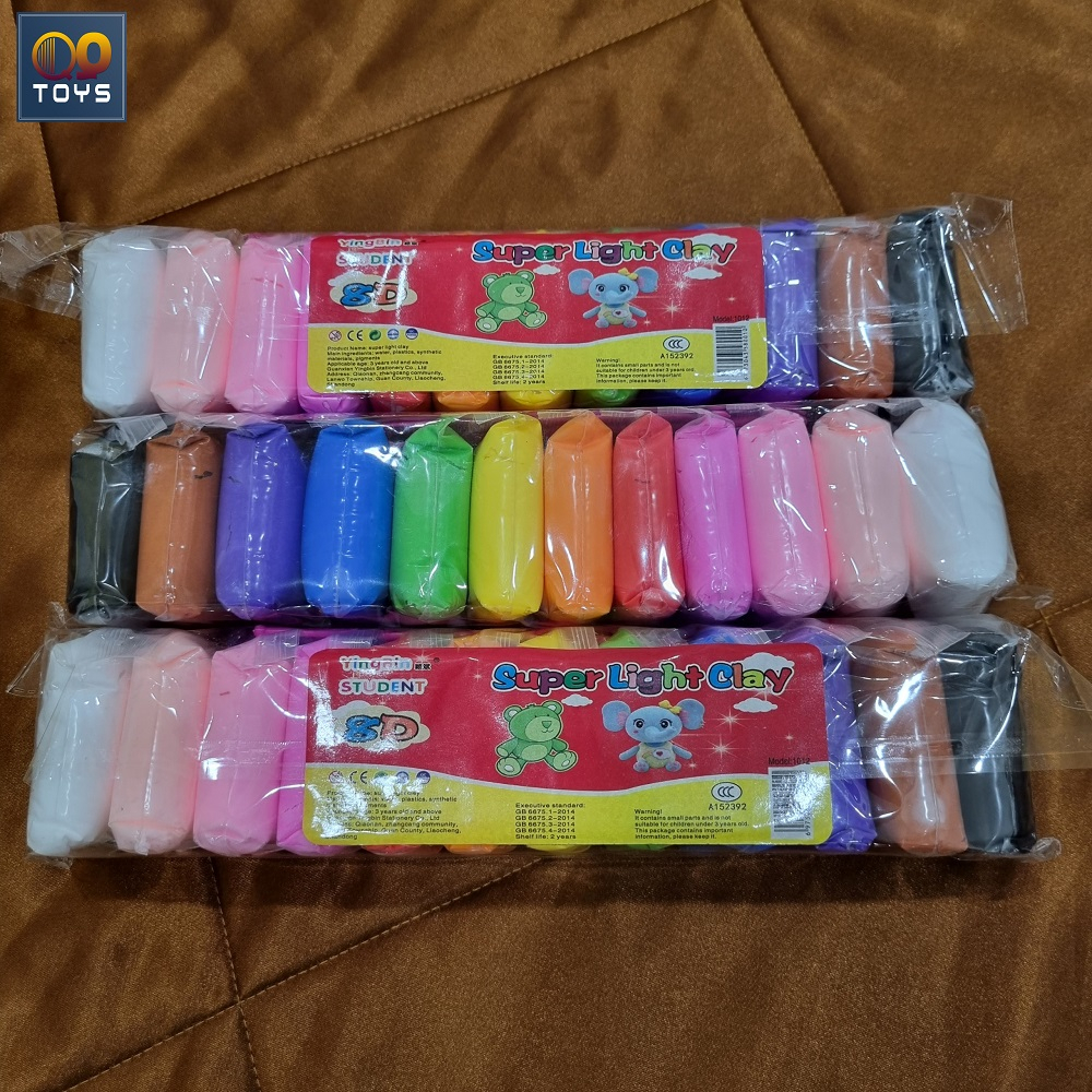 Đất sét tự khô 12 màu loại mới 27cm siêu nhẹ, an toàn cho bé - QQ Shop