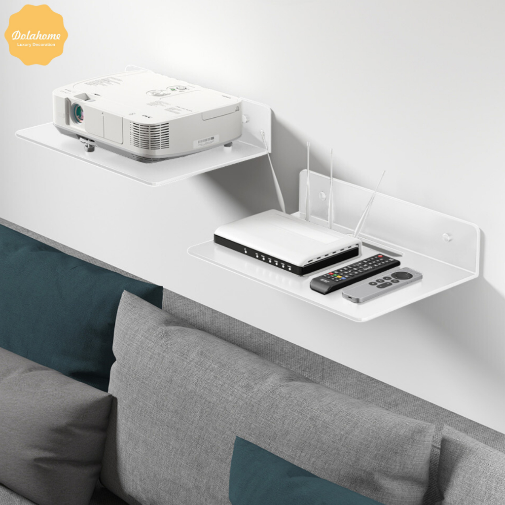 Kệ treo kim loại Dola Home để máy chiếu, bộ phát WiFi, loa, bàn phím không cần khoan đục có lỗ đi dây điện