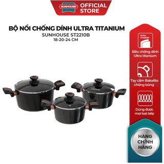 Bộ nồi chống dính ultra titanium sunhouse st2210b
