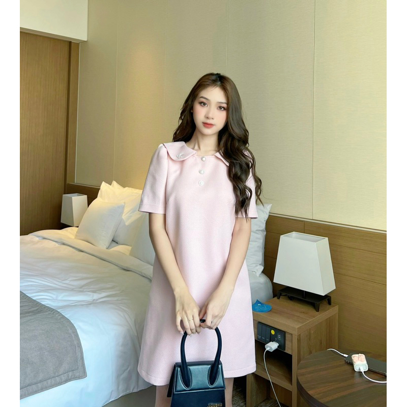 Belinda Dress- Váy hồng text xuông thiết kế DTM