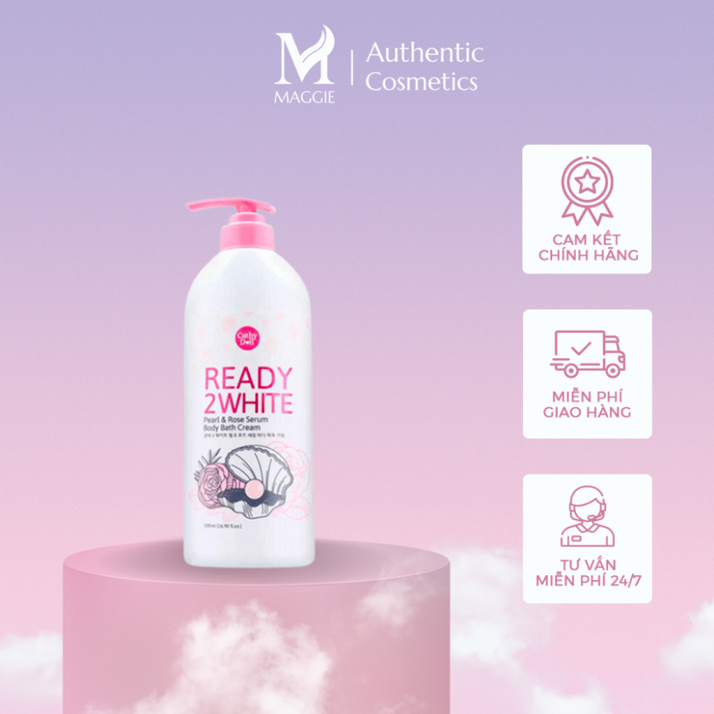 Sữa tắm Cathy Doll Ready 2 White Pearl & Rose Serum Body dưỡng trắng sáng da
