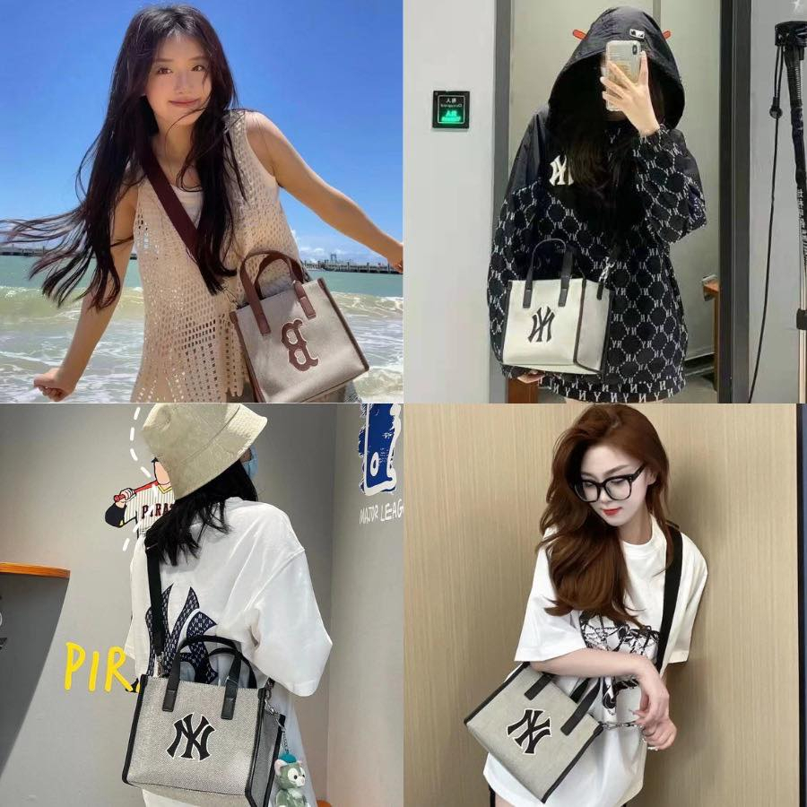 Túi đeo chéo - Túi Xách MLB NY Basic Big Logo Canvas Bucket size 23 chất vải dày dặn ngăn rộng