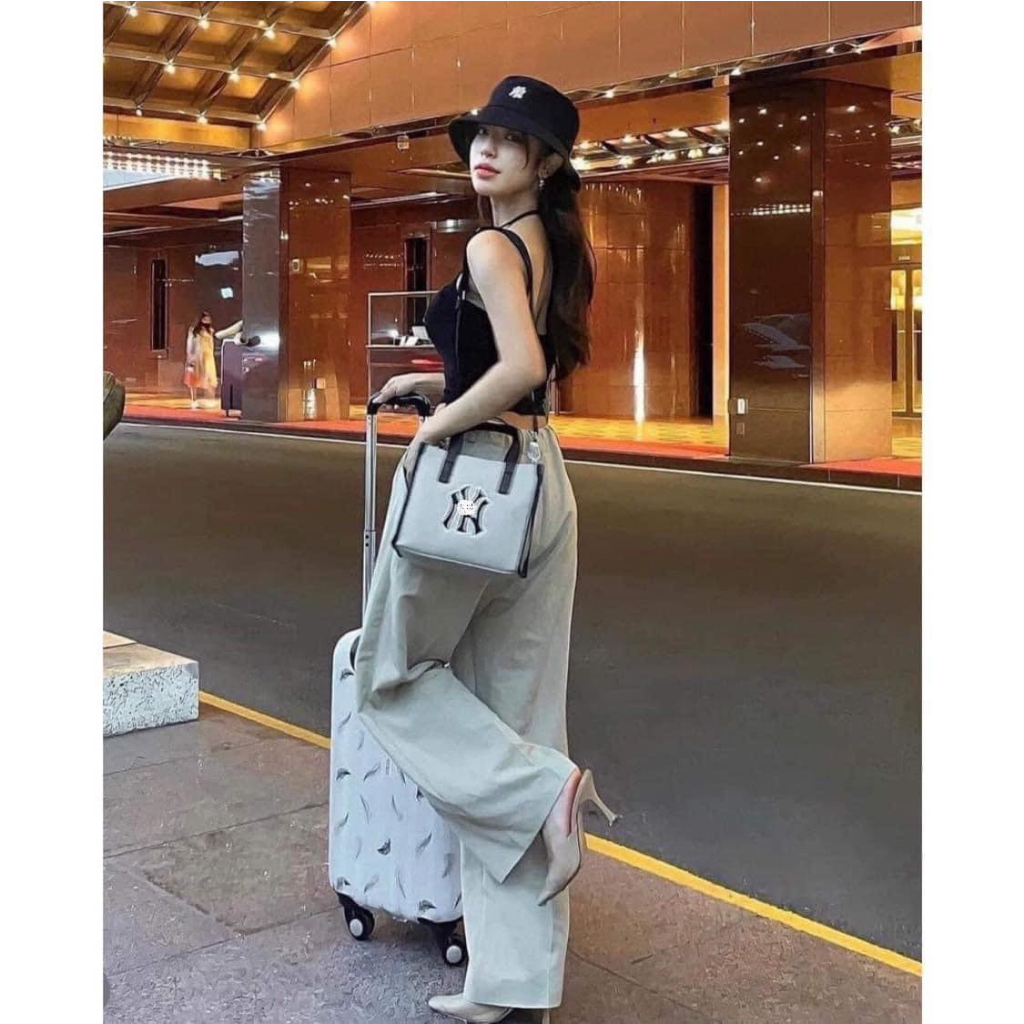 Túi đeo chéo - Túi Xách MLB NY Basic Big Logo Canvas Bucket size 23 chất vải dày dặn ngăn rộng