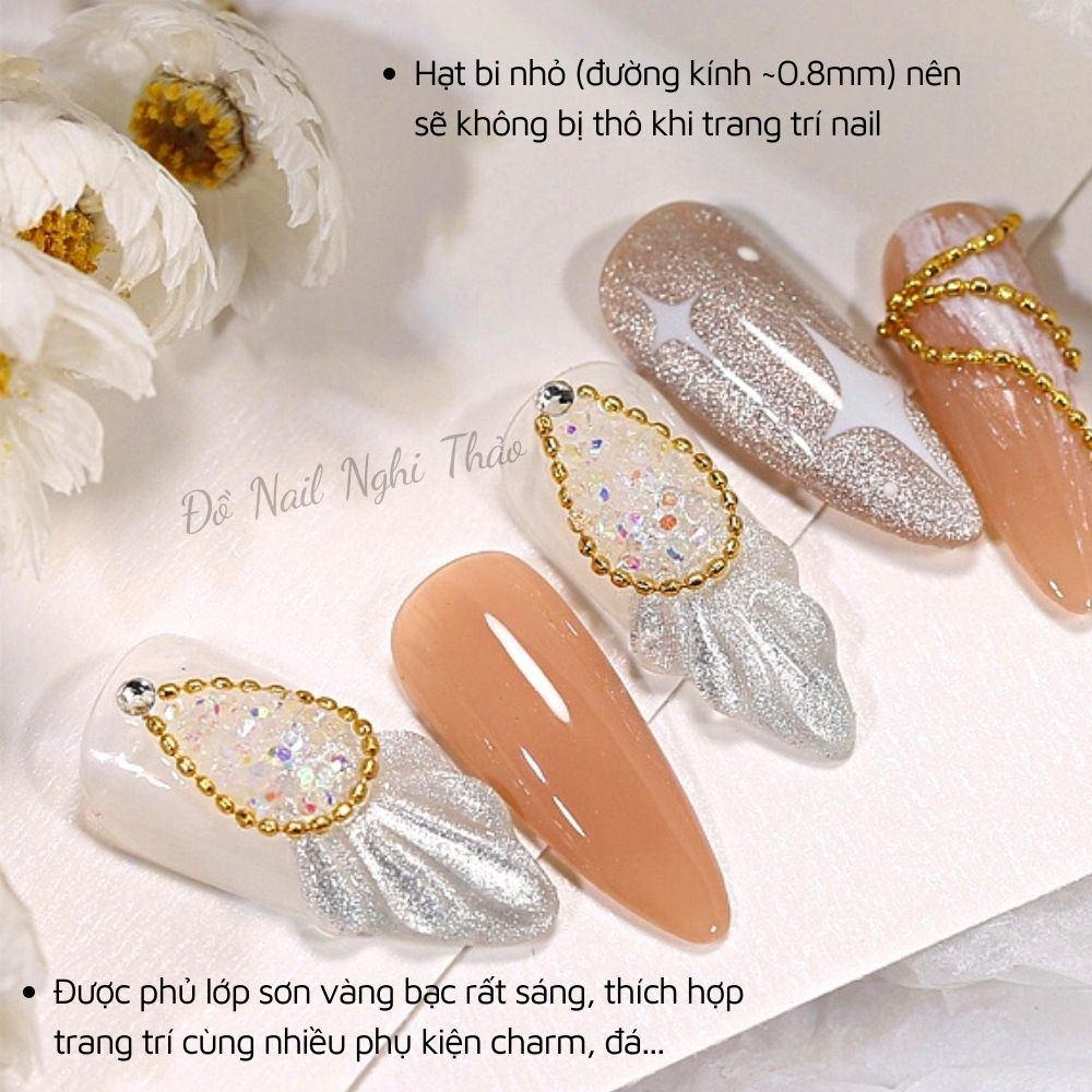 Dây bi nail Vàng Bạc trang tí móng