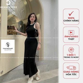 Đầm ba lỗ gân xoè hở lưng vền - CAROTSHOP