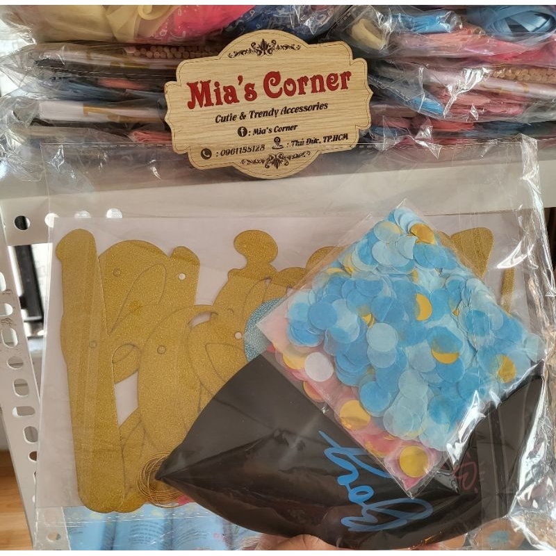 Bong bóng đen in chữ Boy or Girl tiết lộ giới tính bé trai bé gái Gender Reveal