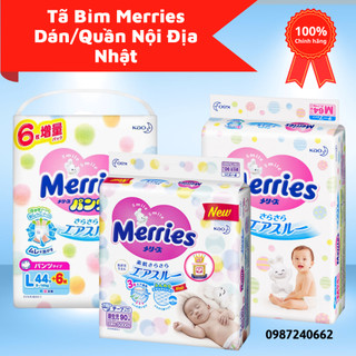 Tã Bỉm Merries Dán/Quần Nội Địa Nhật cộng miếng/ jumbo/ cao cấp NB96/S88/M68/L58/M64/L50/XL44/XXL28