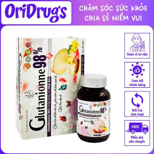 Viên uống trắng da Glutanionne 98% bổ sung Collagen và Glutathione giúp đẹp da giảm nám chống lão hoá cân bằng nội tiết