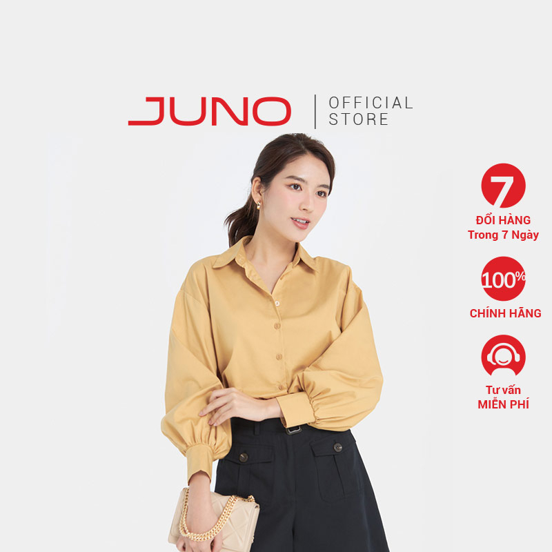 Áo Sơ Mi Nữ Thời Trang JUNO Kiểu Dáng Tay Phồng JNASM013