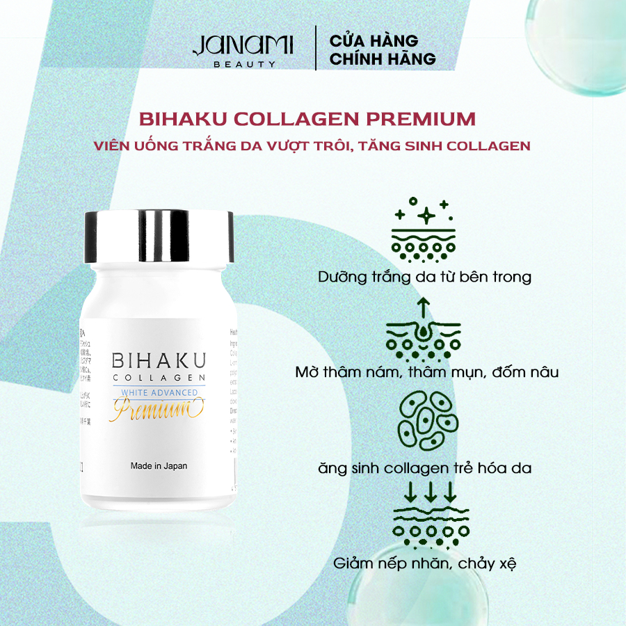 Bộ đôi bảo vệ da, giúp trắng sáng ngừa tia UV Bihaku Collagen 30v và Bella The Sun 30v của Nhật Bản