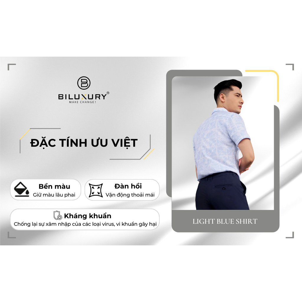 Áo Sơ Mi Ngắn Tay Từ Sợi Tre, Kháng Khuẩn, Mềm Mịn, Thấm Hút Tốt 6SMCH005XNH