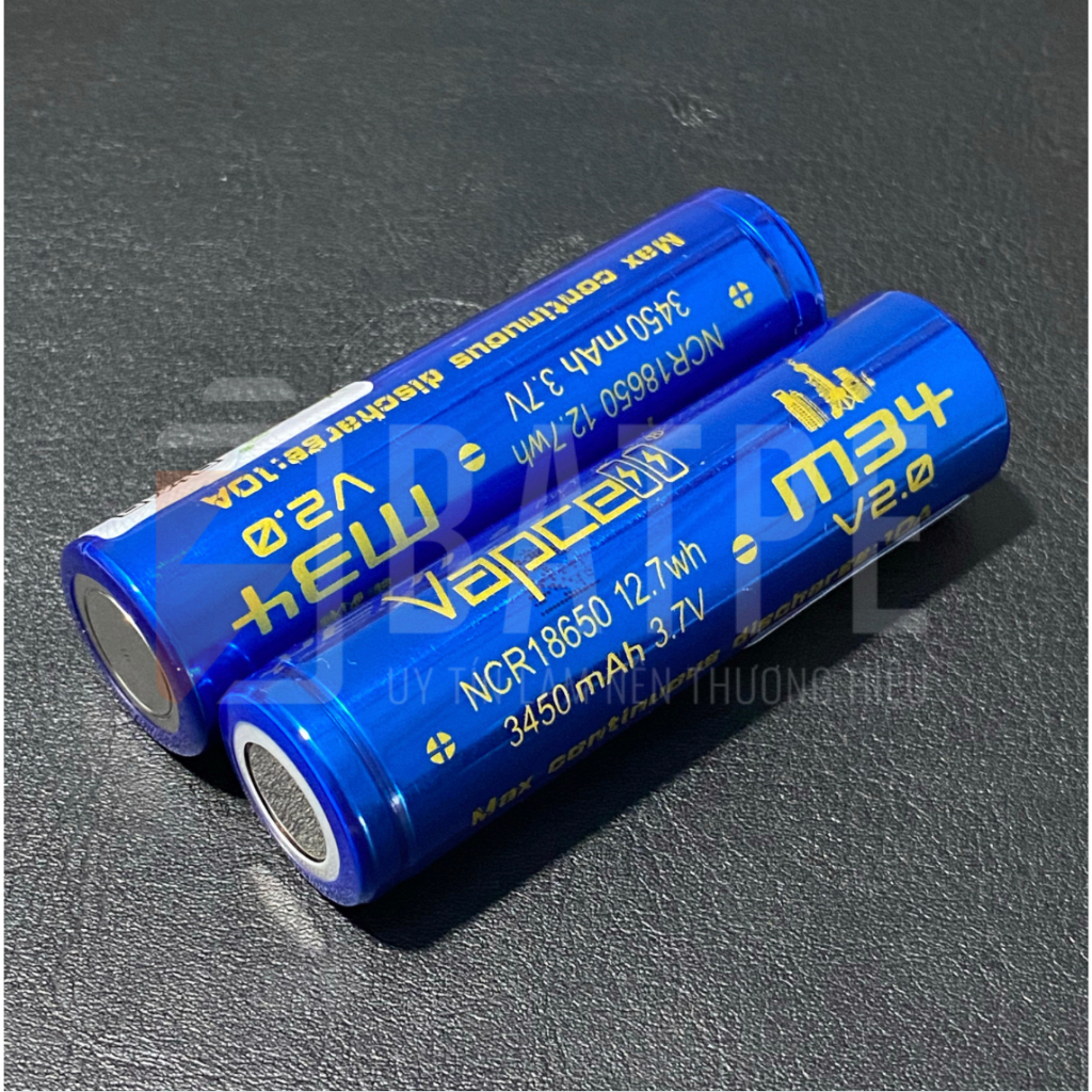 Pin sạc 18650 Vapcell mới 100% M34 ICR18650 12.7wh 3450mAh mẫu mới 2023 V2.0