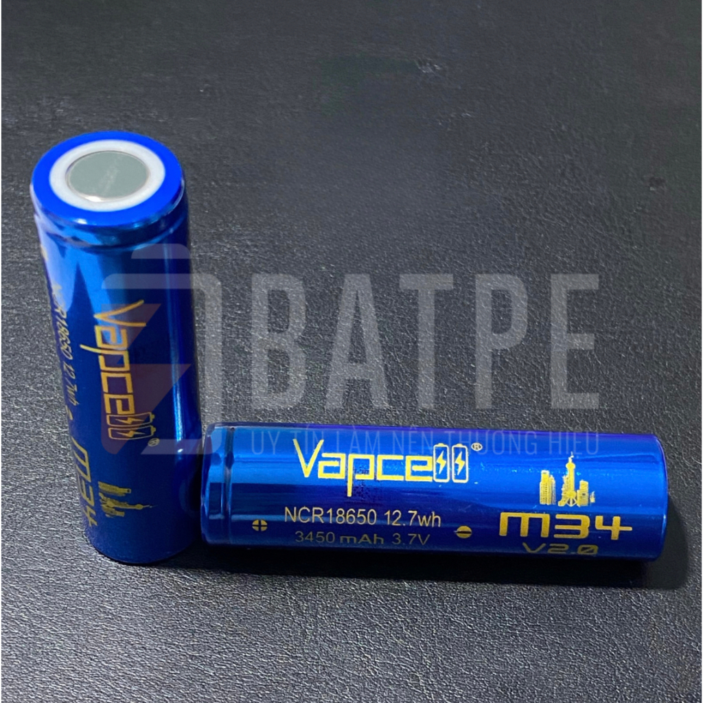 Pin sạc 18650 Vapcell mới 100% M34 ICR18650 12.7wh 3450mAh mẫu mới 2023 V2.0